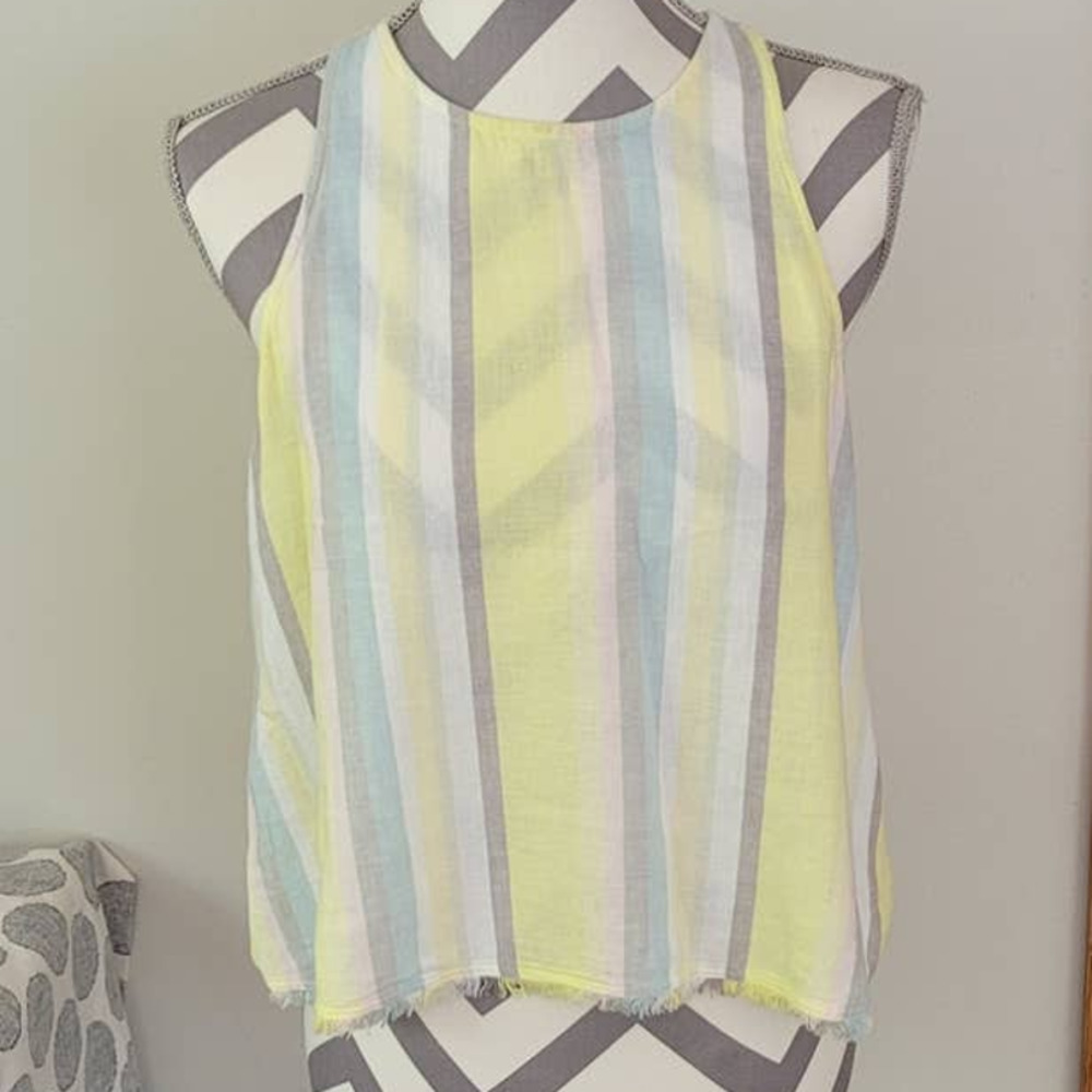 Cloth and Stone Striped Tank Linen Blend Size Small